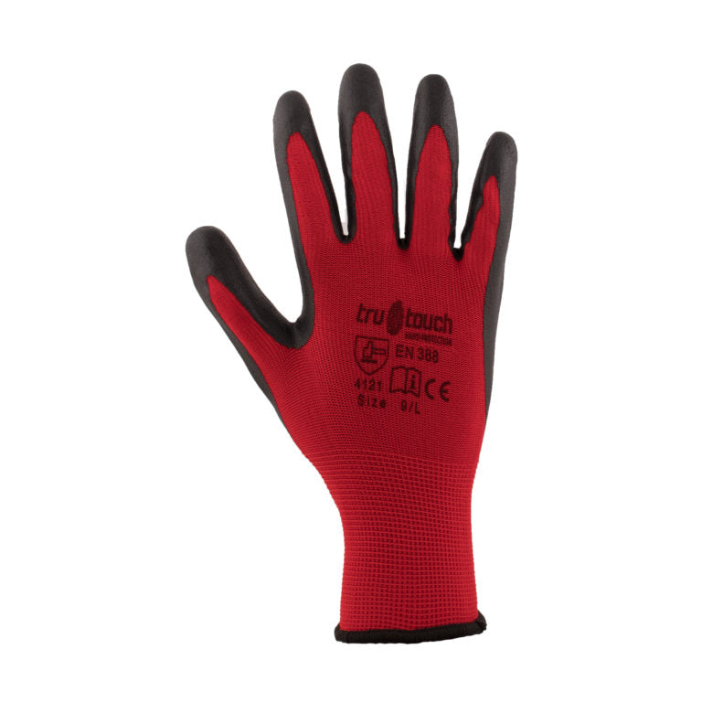 Red PU Coated General Handling Gloves