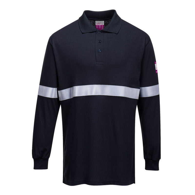 FR03 - Flame Resistant Anti-Static Long Sleeve Polo Shirt with Reflective Tape